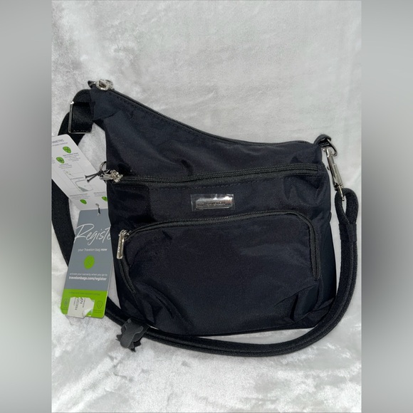 Travelon Anti-Theft Essentials North/South Asymmetric Crossbody Purse Black - Picture 7 of 13